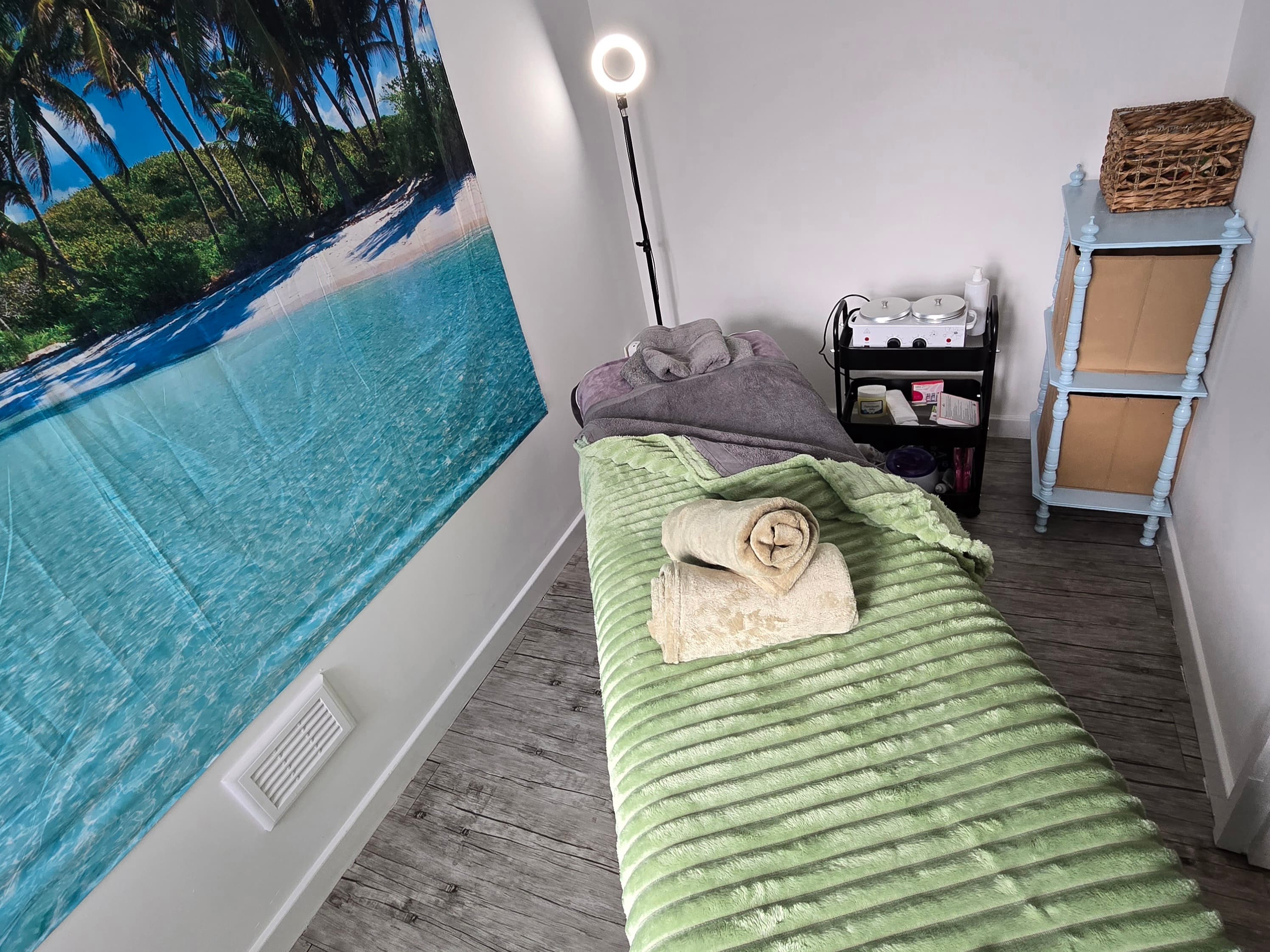 2 well sized rooms with plenty of space for electric massage bed (provided), chair (provided) & storage space (provided) for equipment, tools & mediums